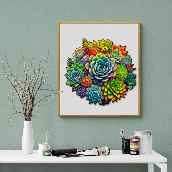Succulent Plants-3 Wooden Jigsaw Puzzle - Image 7