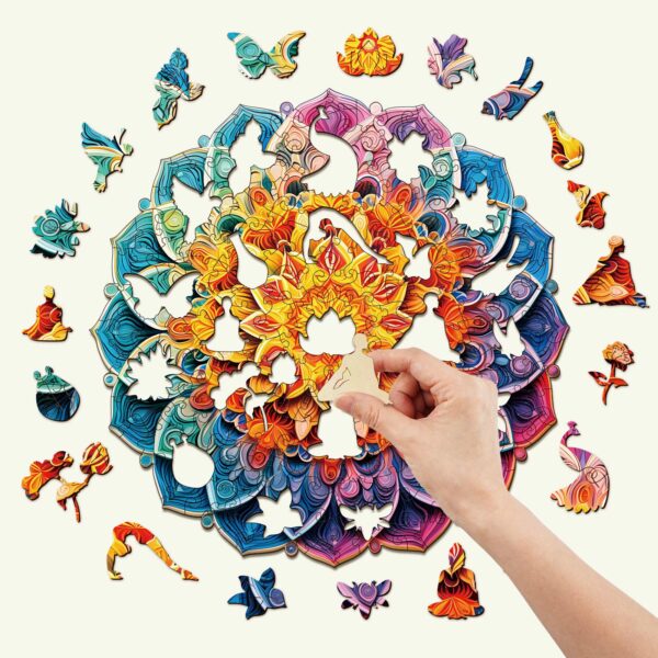 Mandala Mirror Wooden Jigsaw Puzzle - Image 2