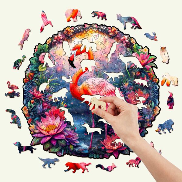 Elegant Flamingo Wooden Jigsaw Puzzle - Image 2