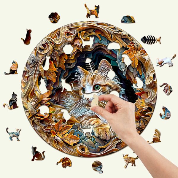 3D Cat Wooden Jigsaw Puzzle - Image 2
