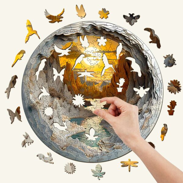 3D vision inside the cave-1 Wooden Jigsaw Puzzle - Image 2