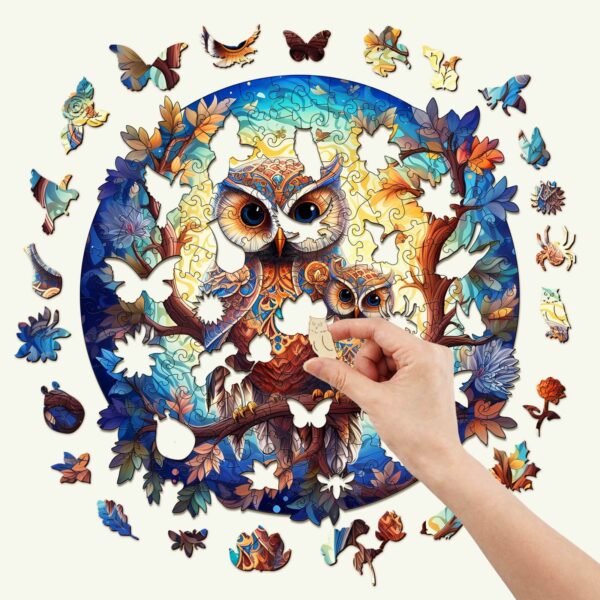 Owl Family-2 Wooden Jigsaw Puzzle - Image 2