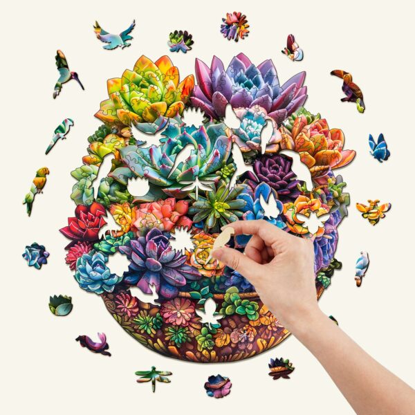 Succulent in pot Wooden Jigsaw Puzzle - Image 2
