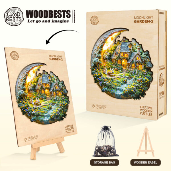 Moonlight Garden-2 Wooden Jigsaw Puzzle - Image 8