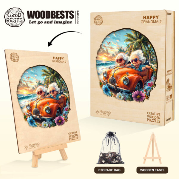 Happy grandma-2 Wooden Jigsaw Puzzle - Image 5