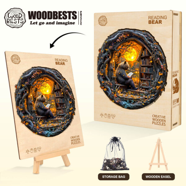 Reading bear Wooden Jigsaw Puzzle - Image 7