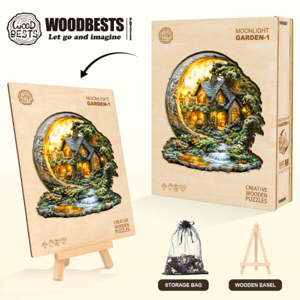 Moonlight Garden-1 Wooden Jigsaw Puzzle - Image 9