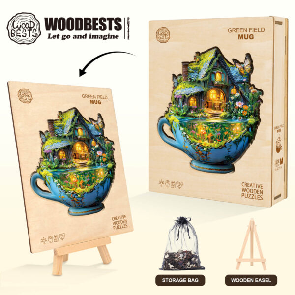 green Field mug Wooden Jigsaw Puzzle - Image 6