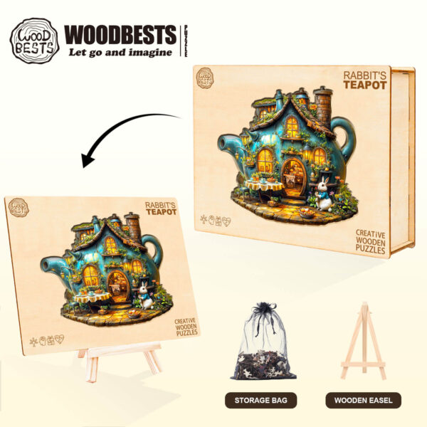 Rabbit's teapot Wooden Jigsaw Puzzle - Image 7