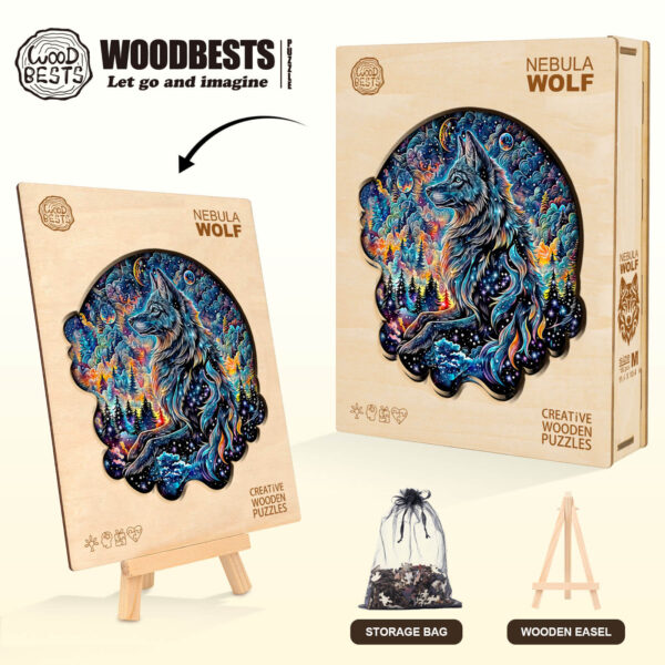 Nebula Wolf  Wooden Jigsaw Puzzle - Image 5