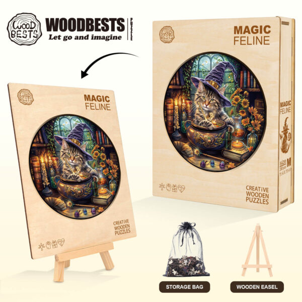 Magic Feline  Wooden Jigsaw Puzzle - Image 6