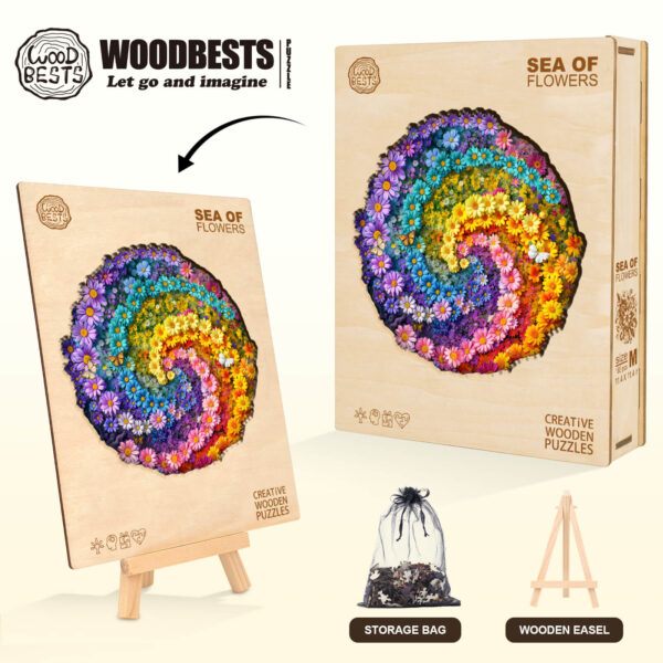 Sea of Flowers Wooden Jigsaw Puzzle - Image 8