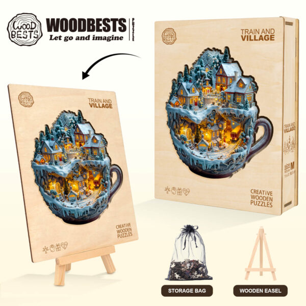 Train and Village Wooden Jigsaw Puzzle - Image 6