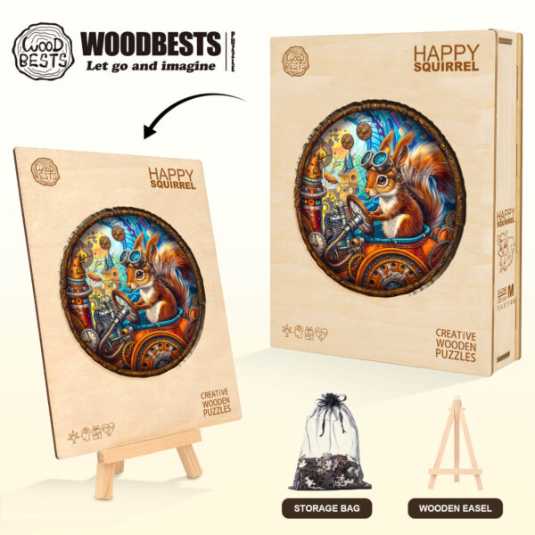 Happy squirrel Wooden Jigsaw Puzzle - Image 5