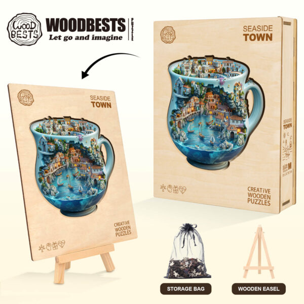 Seaside town Wooden Jigsaw Puzzle - Image 6