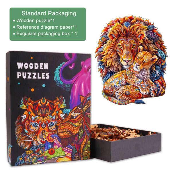 Fatherly Lion Wooden Jigsaw Puzzle - Image 4