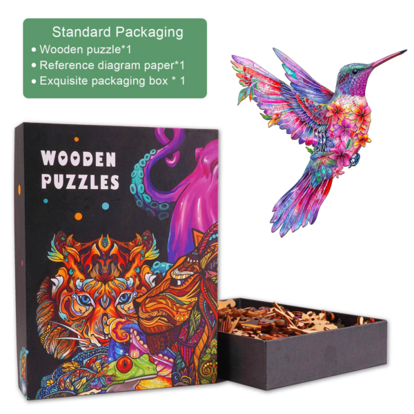 Hummingbird-3 Wooden Jigsaw Puzzle - Image 4