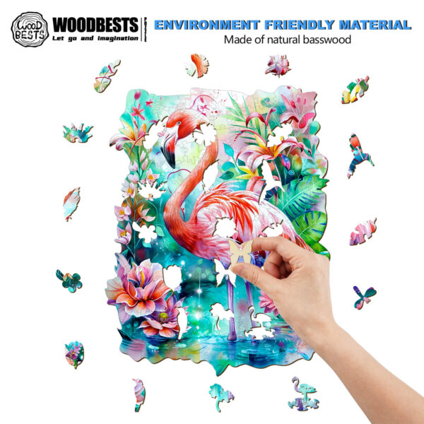 Flamingo Wooden Jigsaw Puzzle - Image 3