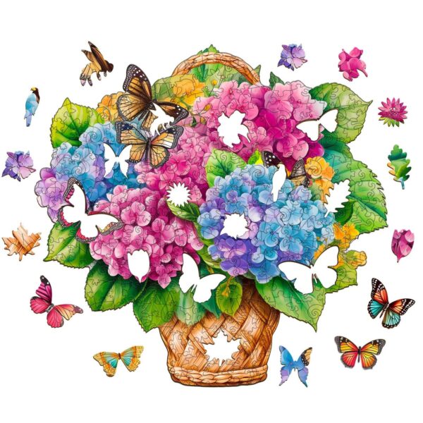 Flower Basket & Butterfly Wooden Jigsaw Puzzle - Image 2