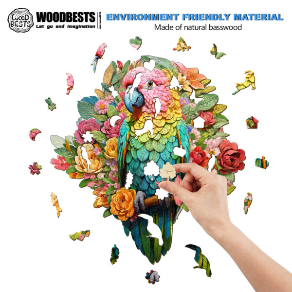 Colorful Parrot Wooden Jigsaw Puzzle - Image 3