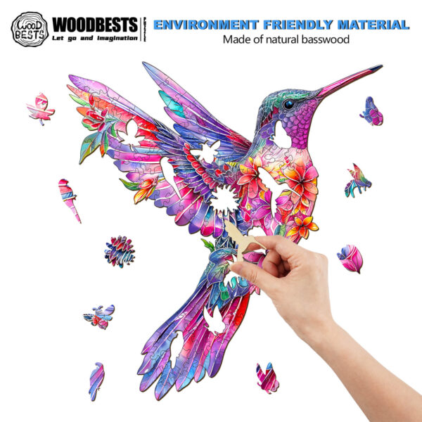 Hummingbird-3 Wooden Jigsaw Puzzle - Image 3