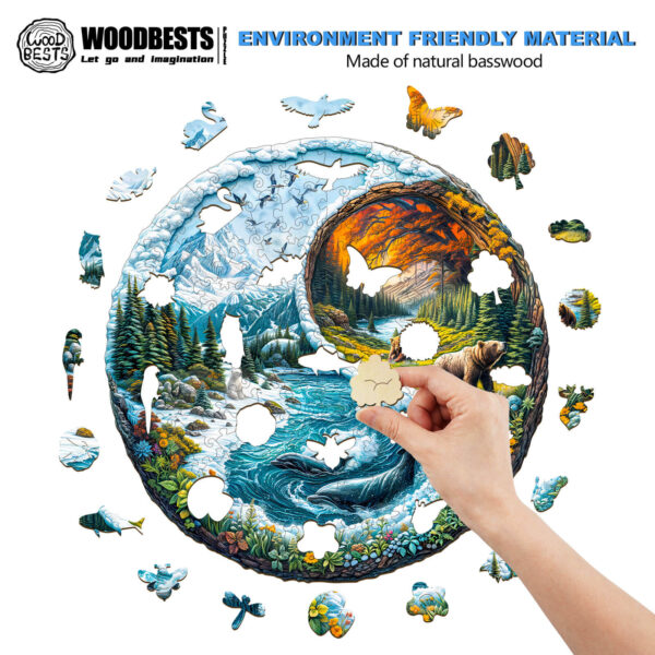 Yin yang glacial forest Wooden Jigsaw Puzzle - Image 5