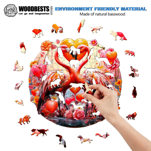 Sweet Flamingo Wooden Jigsaw Puzzle - Image 3