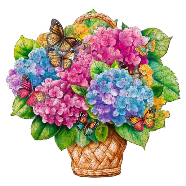 Flower Basket & Butterfly Wooden Jigsaw Puzzle