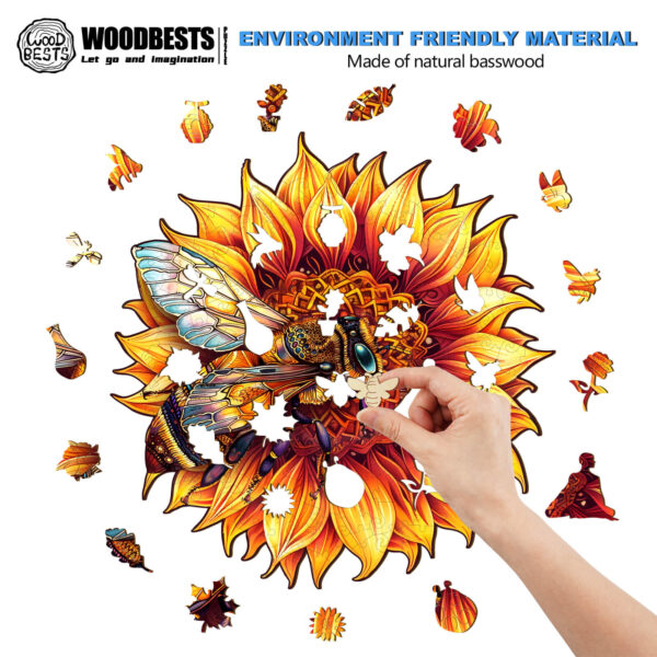 Bee and Sunflower Wooden Jigsaw Puzzle - Image 3