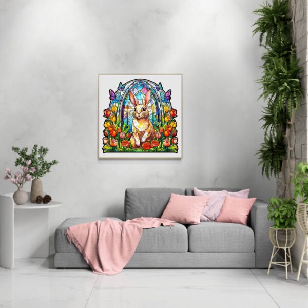Stained Glass Rabbit Wooden Jigsaw Puzzle - Image 8