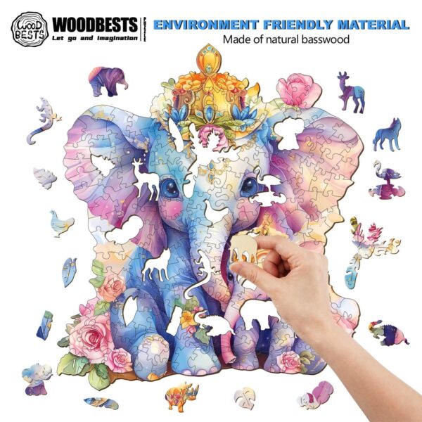 Parent child elephant Wooden Jigsaw Puzzle - Image 3