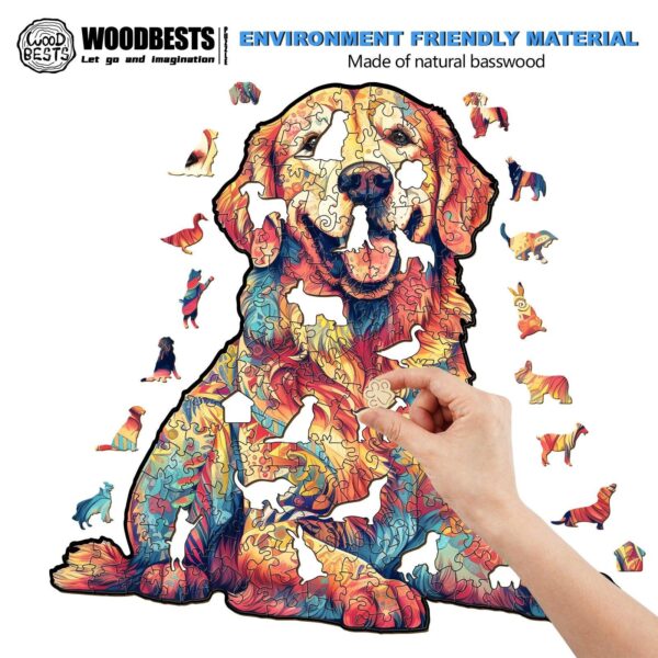 Loyal Golden Retriever Wooden Jigsaw Puzzle - Image 4