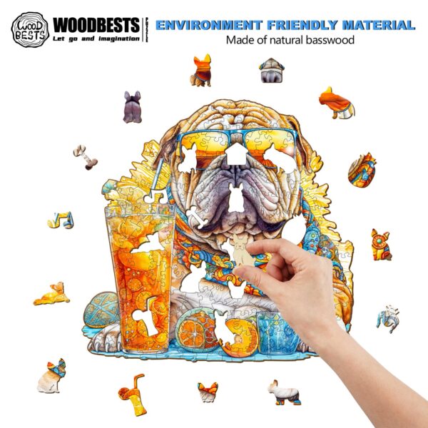 Summer Bulldog-1 Wooden Jigsaw Puzzle - Image 3