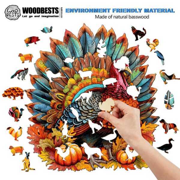 Colorful Turkey Wooden Jigsaw Puzzle - Image 3