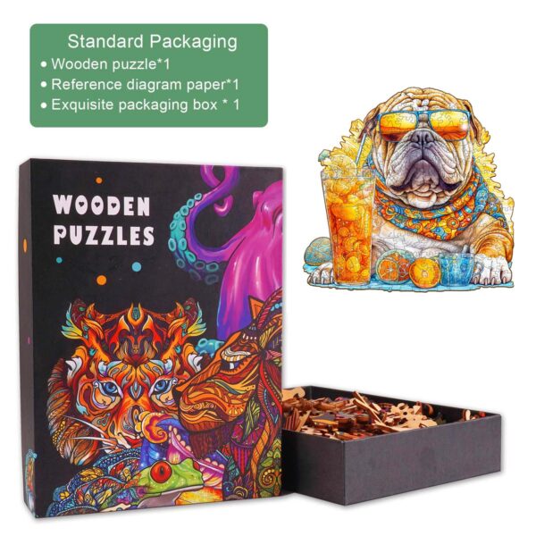 Summer Bulldog-1 Wooden Jigsaw Puzzle - Image 4