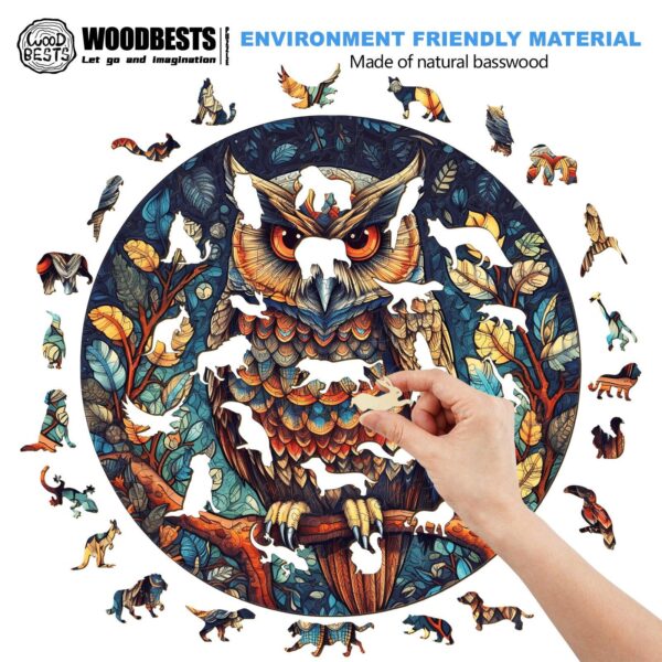 Mystic Owl Wooden Jigsaw Puzzle - Image 3
