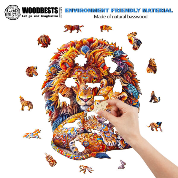 Fatherly Lion Wooden Jigsaw Puzzle - Image 3