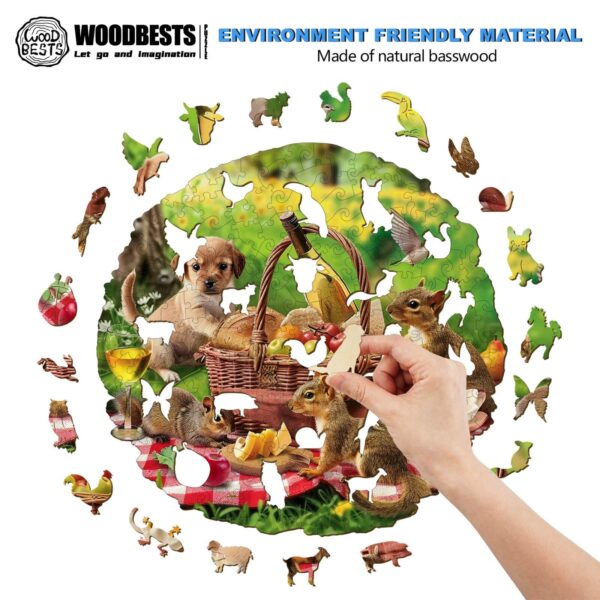Animal Picnic Wooden Jigsaw Puzzle - Image 3
