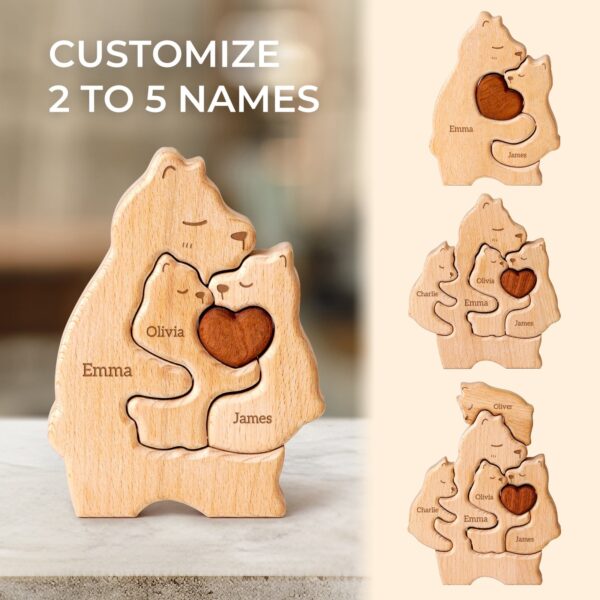Wooden Mama Bear Family Name Puzzle - Image 3