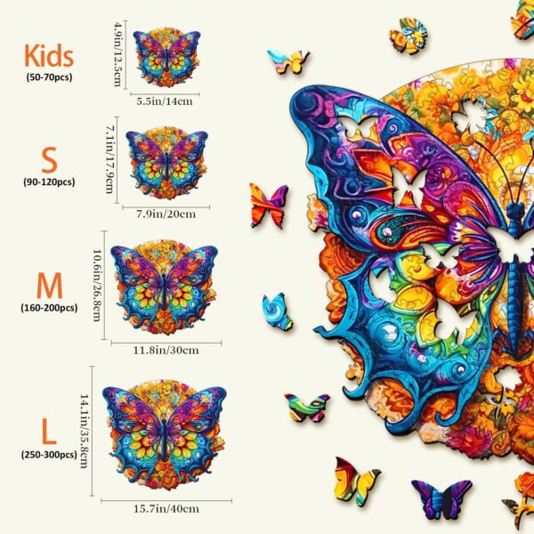 Mandala Butterfly-3 Wooden Jigsaw Puzzle - Image 4