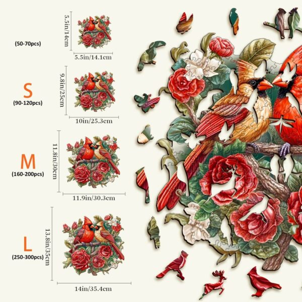 Beautiful Cardinal Wooden Jigsaw Puzzle - Image 4