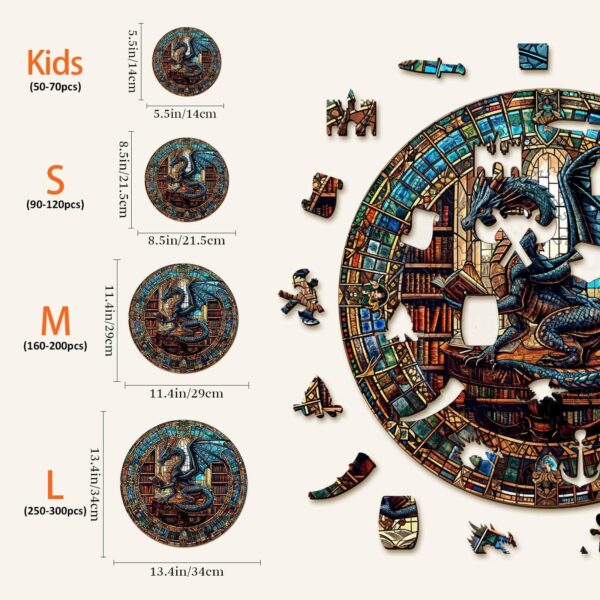 The Dragon's Library Wooden Jigsaw Puzzle - Image 4