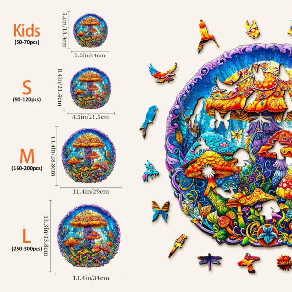 Magical mushrooms Wooden Jigsaw Puzzle - Image 5