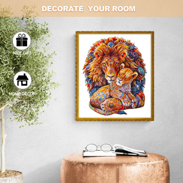 Fatherly Lion Wooden Jigsaw Puzzle - Image 5
