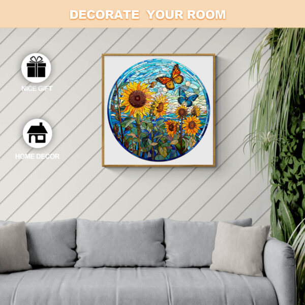 Stained Glass Sunflower Wooden Jigsaw Puzzle - Image 5