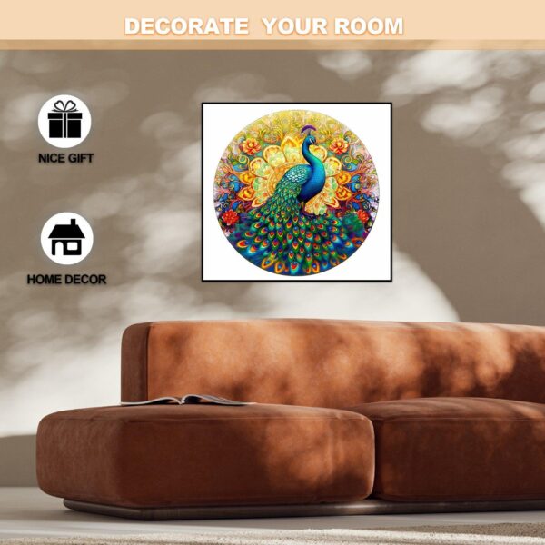 Mandala Peacock Wooden Jigsaw Puzzle - Image 7