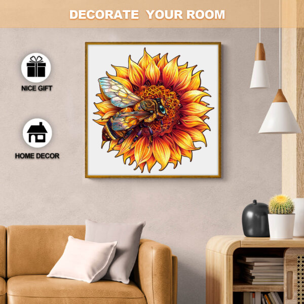 Bee and Sunflower Wooden Jigsaw Puzzle - Image 5