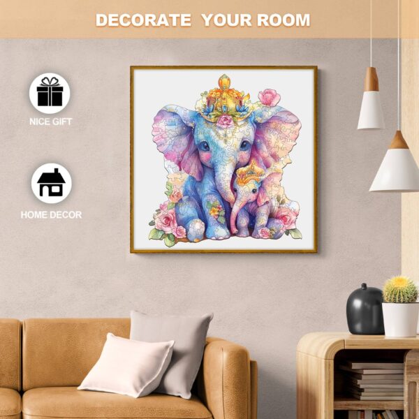 Parent child elephant Wooden Jigsaw Puzzle - Image 5