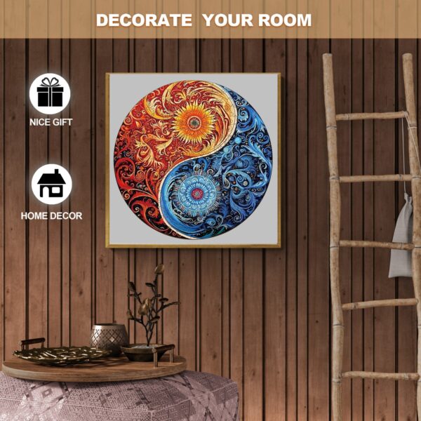 Yellow Blue Yin Yang Wooden Jigsaw Puzzle - Image 5