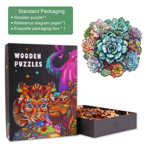 Elegant Succulent Wooden Jigsaw Puzzle - Image 9